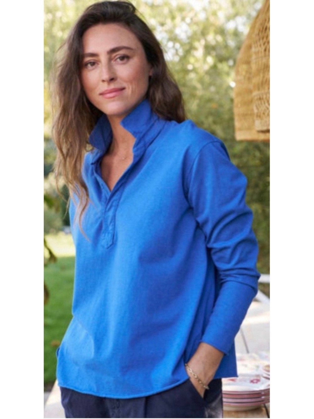 Frank & Eileen Patrick Long Sleeve Tee in Blue M New